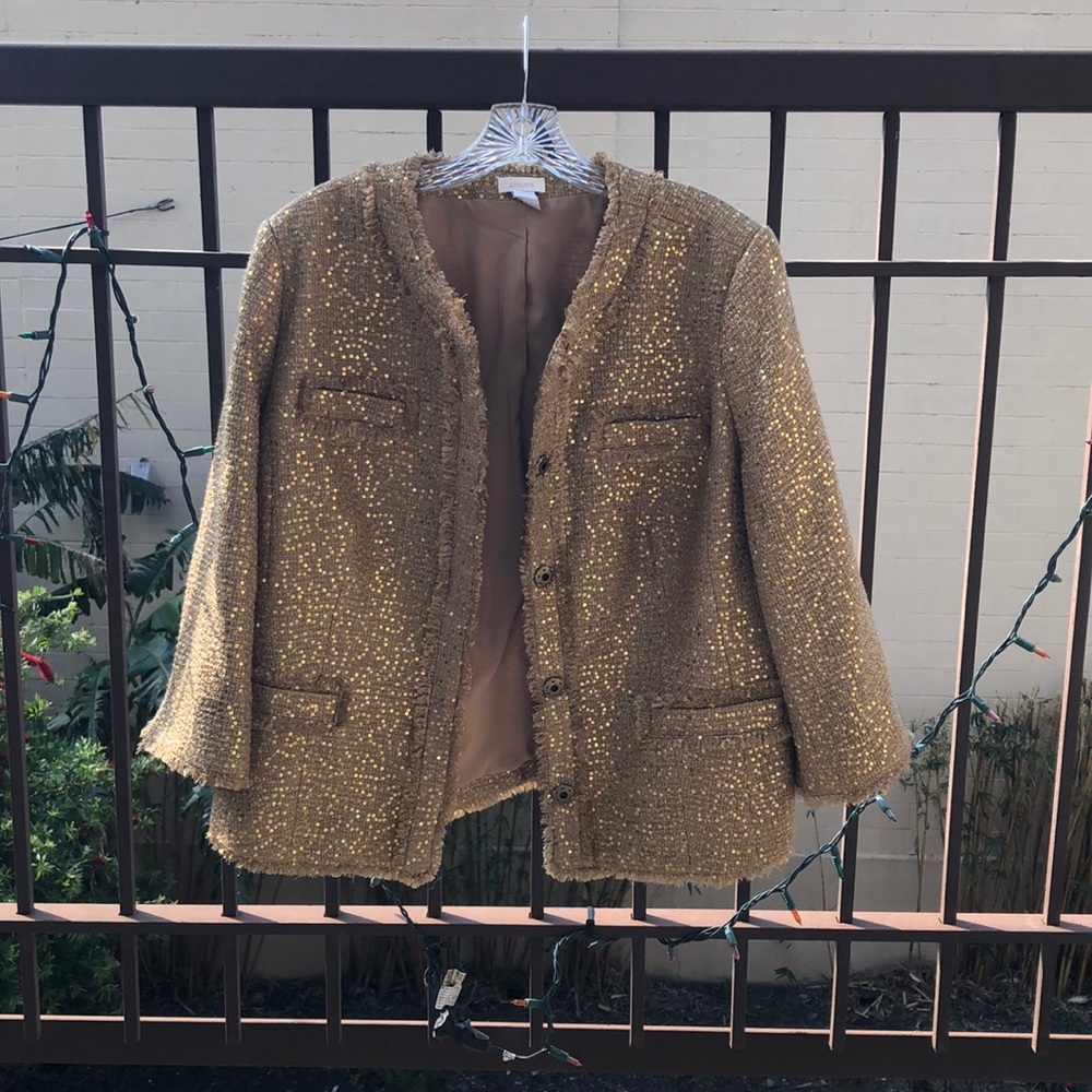 Michael Kors gold sequin tweed jacket